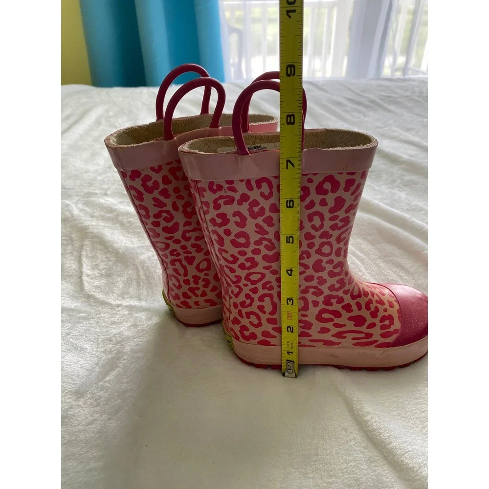 Western Chief Kids Pink Leopard Fuchsia Rain Boots Toddler Size 9 Waterproof